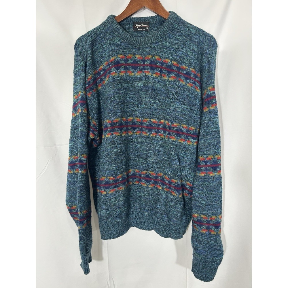 Vintage 90s Cosby Coogi Biggie 3D Knit Crewneck Pullover Grandpa Sweater XL FLAW